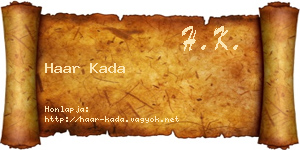 Haar Kada névjegykártya